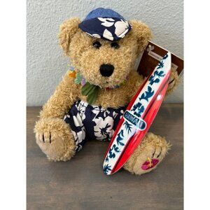 Hawaiian Collectibles Passport Plush Bear Hawaii With Surfboard
